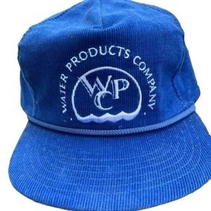 Vintage Trucker Cap Blue Corduroy Adjustable Dad Hat Water Products USA